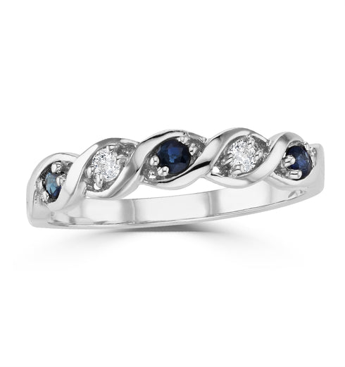 Sapphire 2.25 x 2.25mm And Diamond 9K White Gold Ring